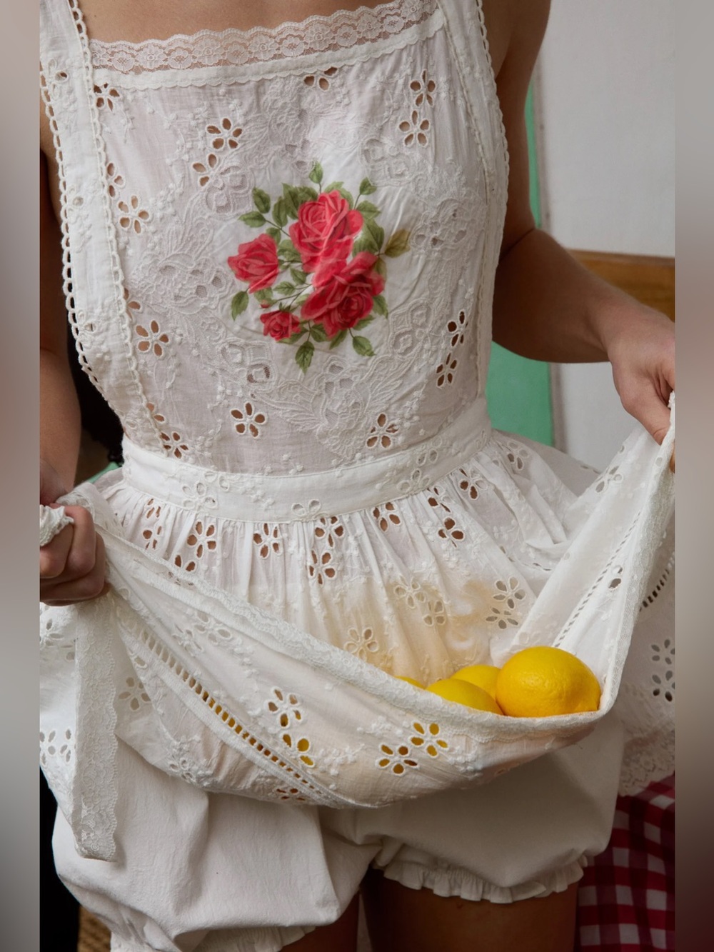 For Love & Lemons Rose Embroidery Apron